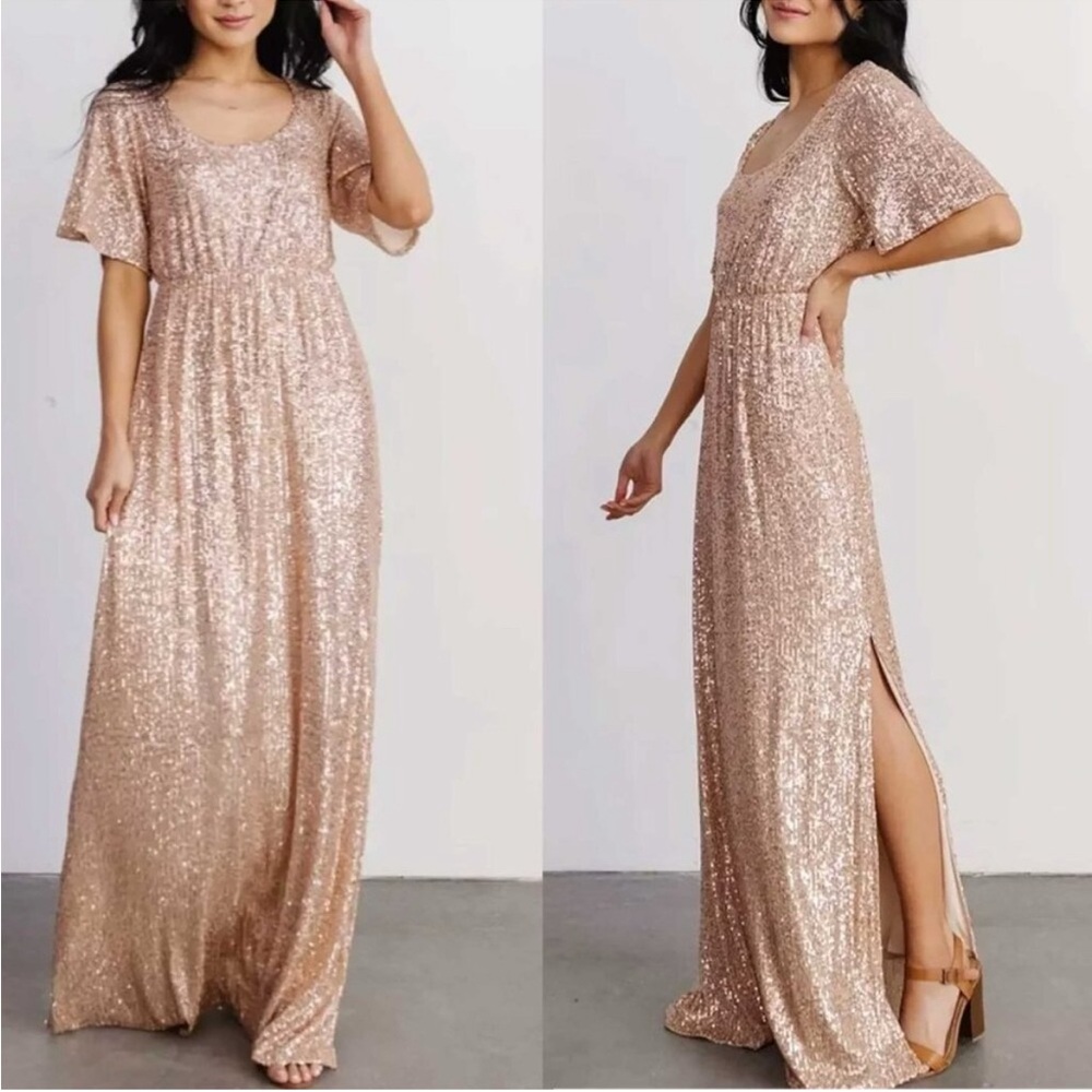 Baltic Born Gatsby Sequin Dress in Rose Gold
